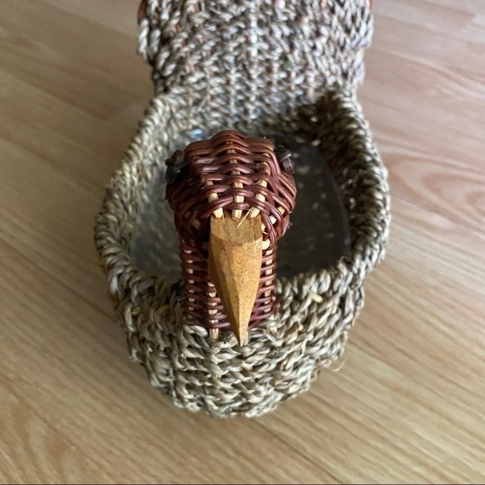 Vintage Wicker Turkey Basket Decorative Accent